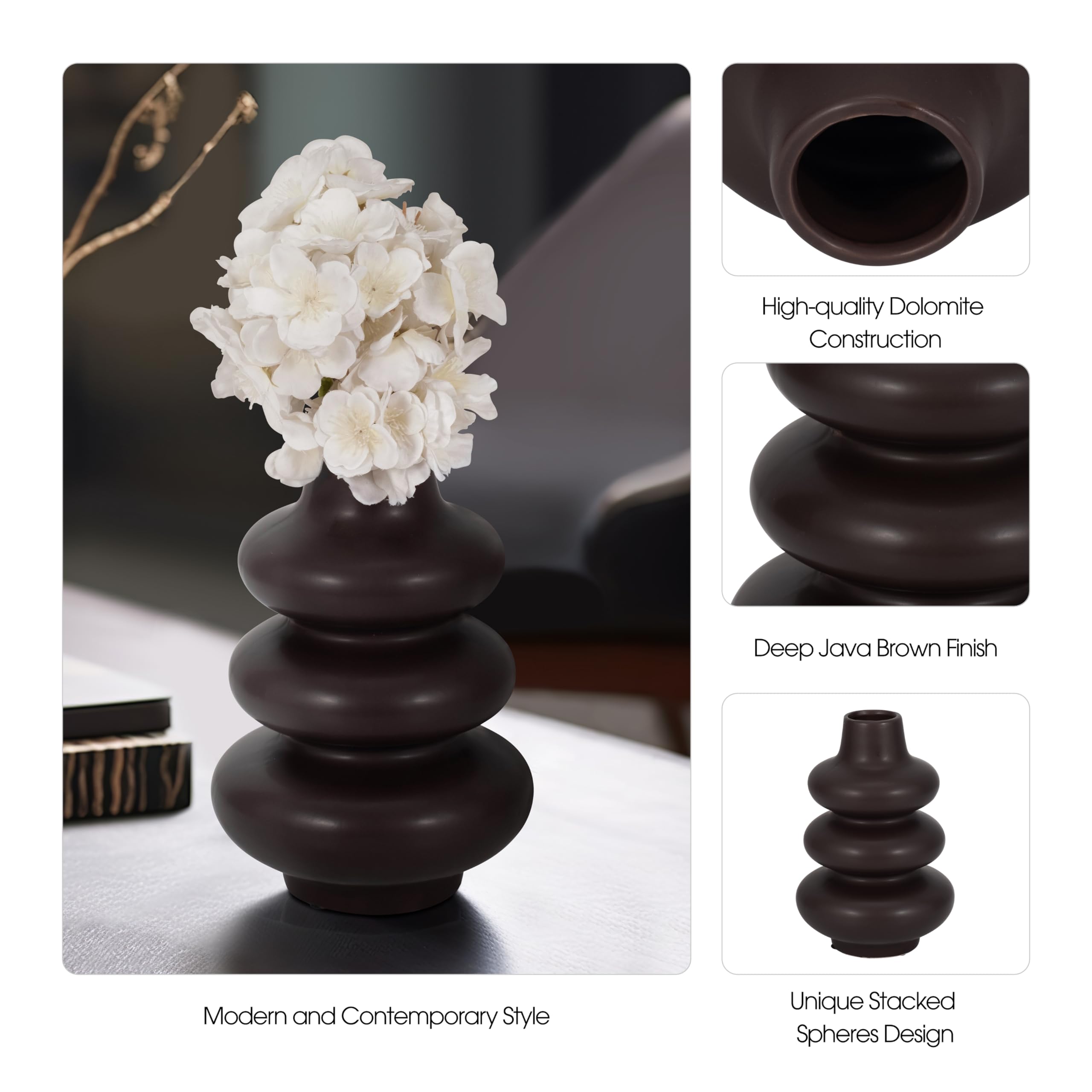 Amazon.com: Sagebrook Home Stoneware Decorative Vase - Modern